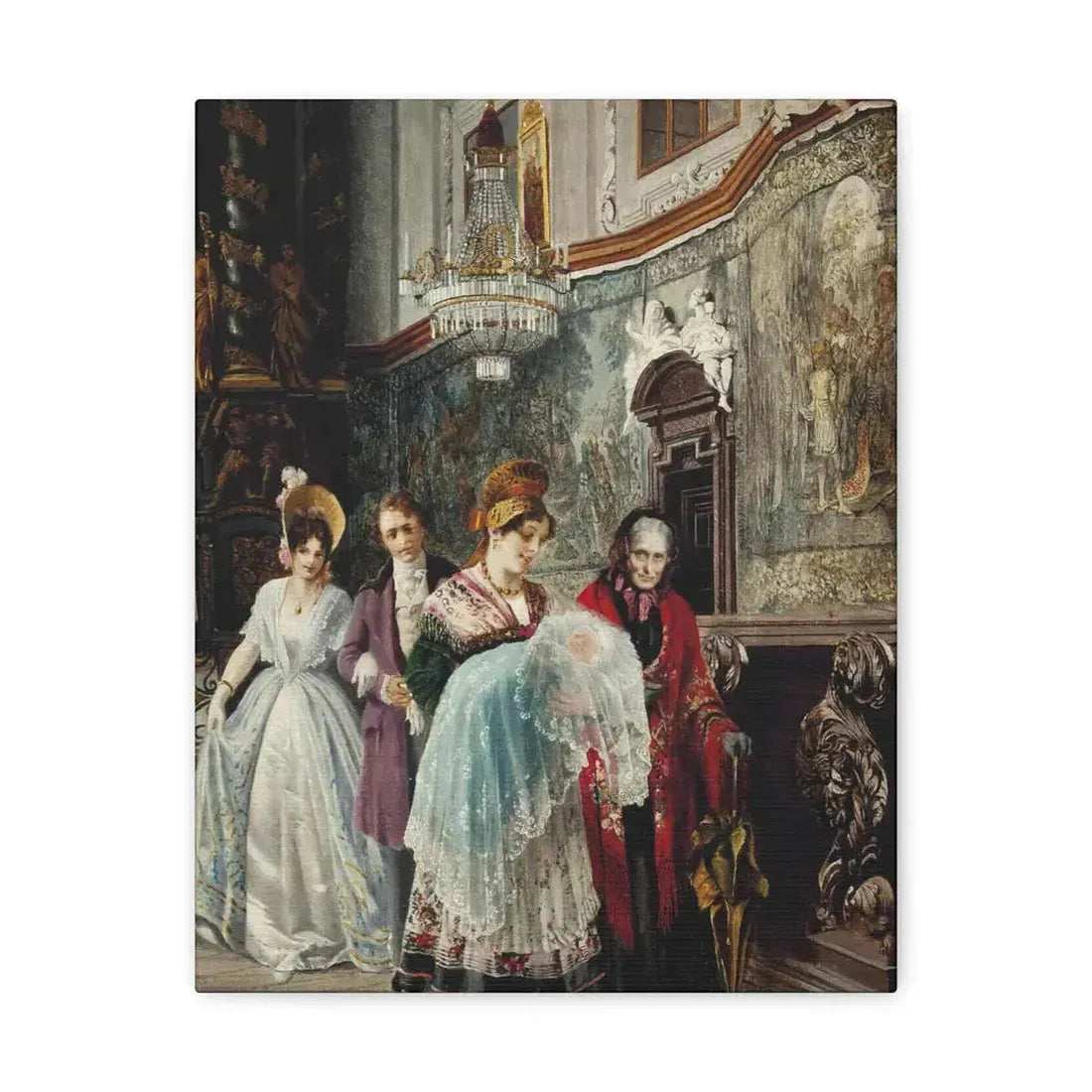 Johann Hamza (1850-1927) The christening - Canvas Wall Art 11″ x 14″ 1.25" - The Sticker Space