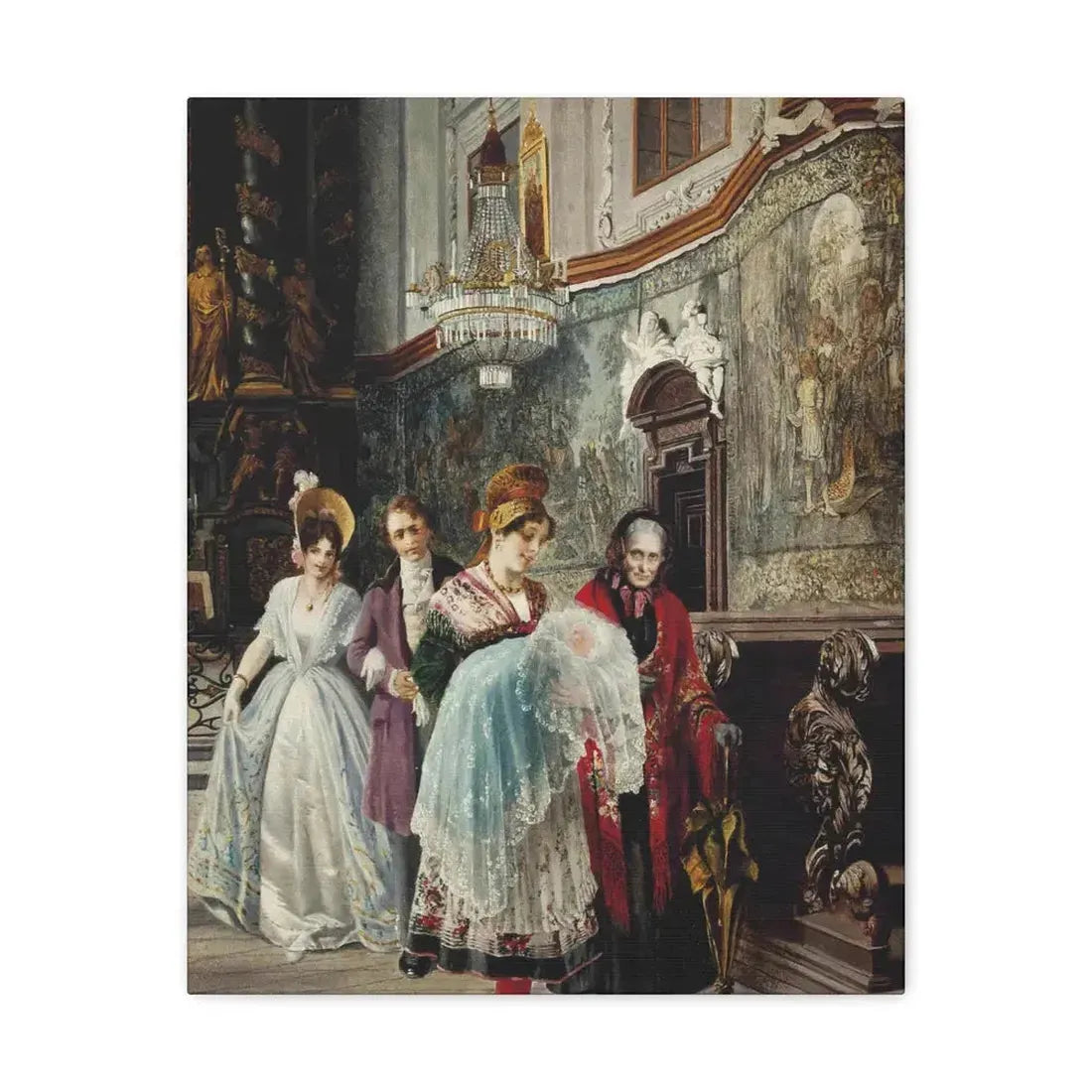 Johann Hamza (1850-1927) The christening - Canvas Wall Art 16″ x 20″ 1.25" - The Sticker Space