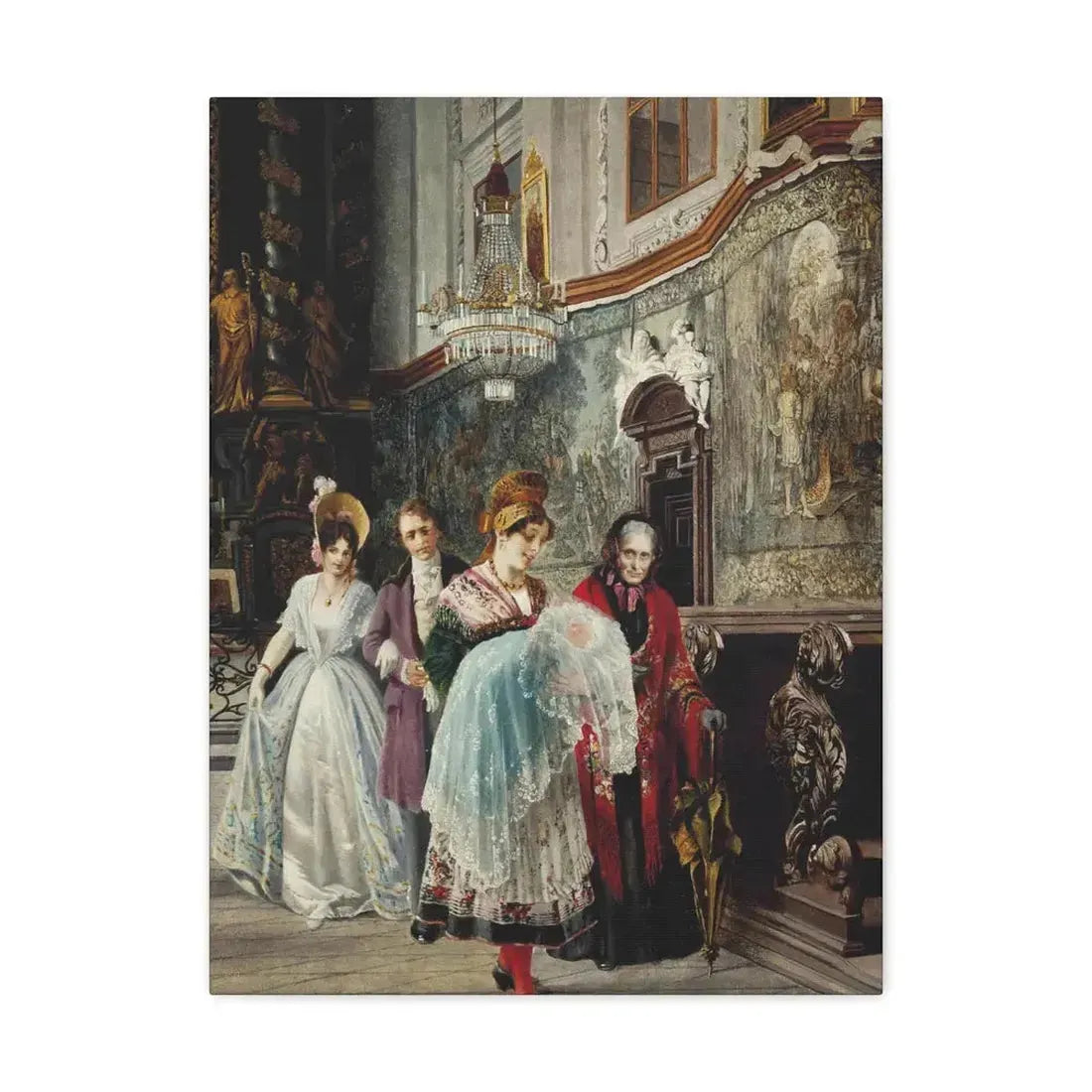 Johann Hamza (1850-1927) The christening - Canvas Wall Art 18″ x 24″ 1.25" - The Sticker Space