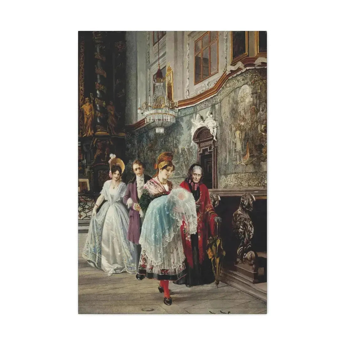Johann Hamza (1850-1927) The christening - Canvas Wall Art 24″ x 36″ 1.25" - The Sticker Space