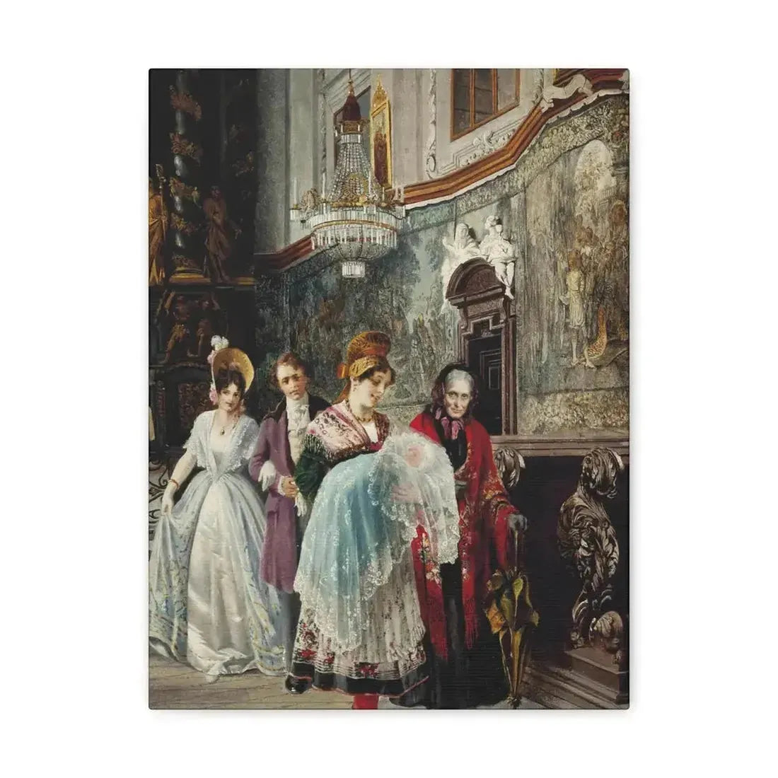 Johann Hamza (1850-1927) The christening - Canvas Wall Art - The Sticker Space