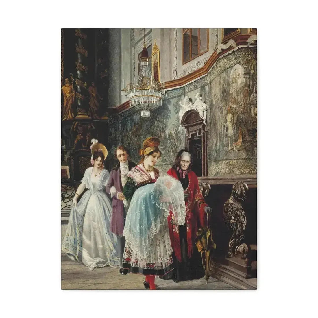 Johann Hamza (1850-1927) The christening - Canvas Wall Art - The Sticker Space