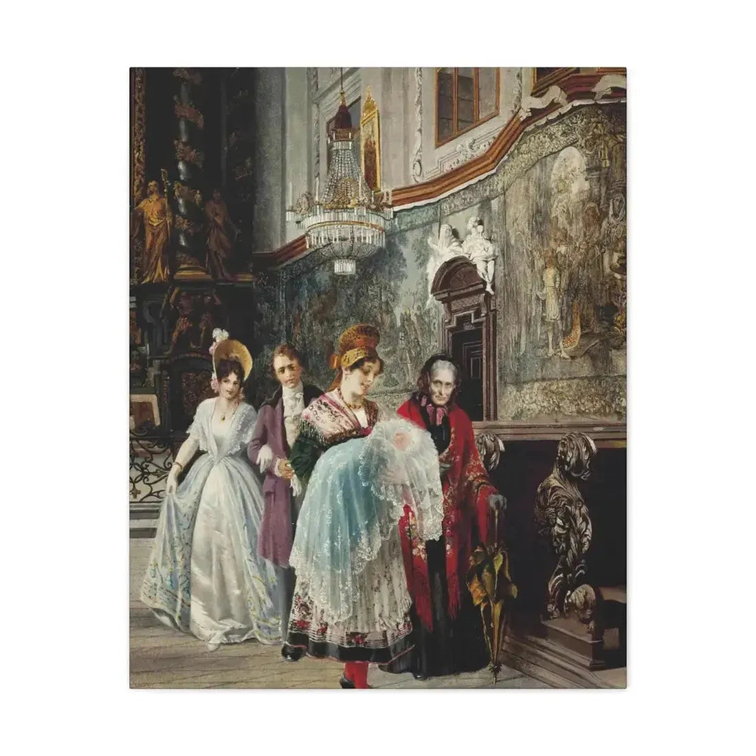 Johann Hamza (1850-1927) The christening - Canvas Wall Art - The Sticker Space