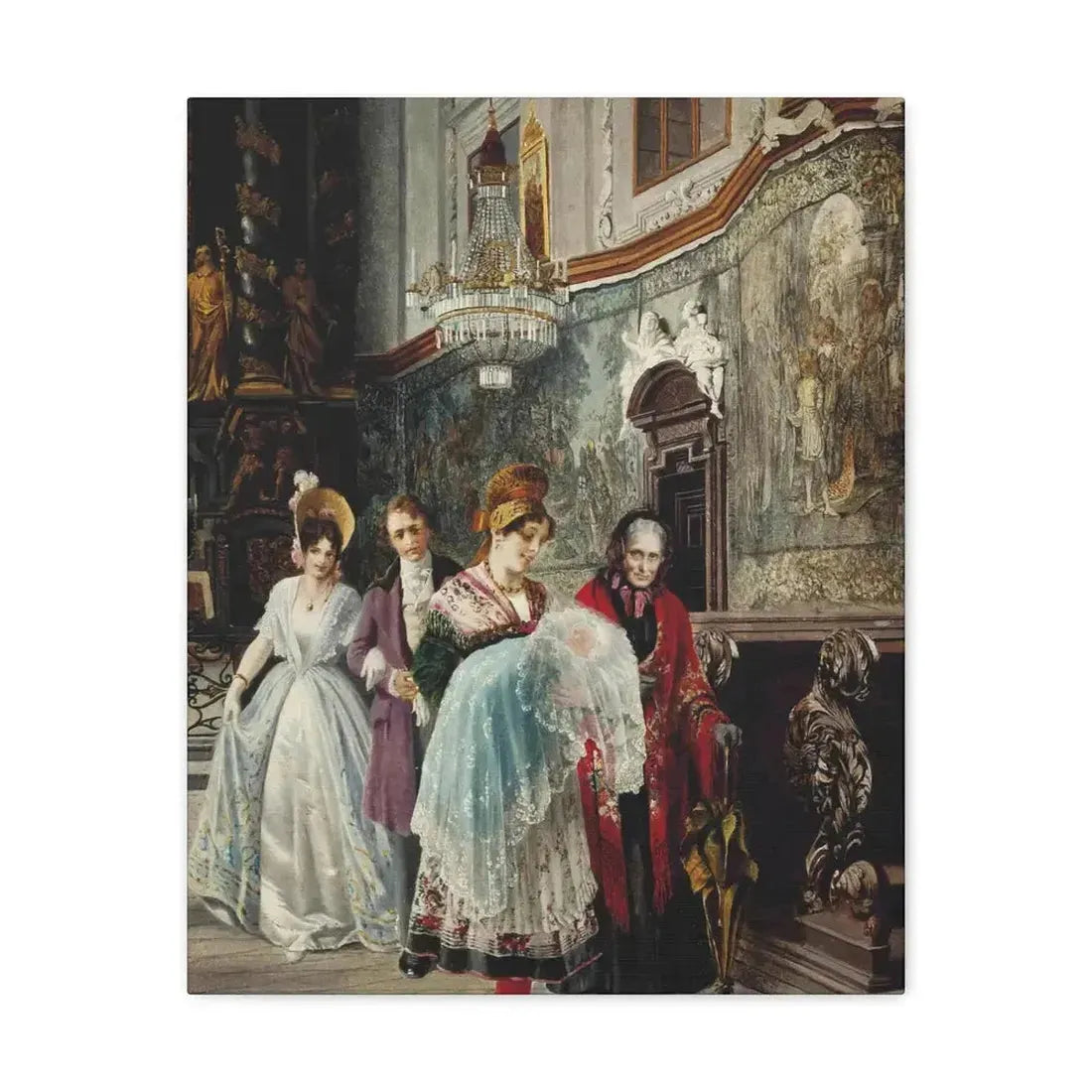 Johann Hamza (1850-1927) The christening - Canvas Wall Art - The Sticker Space