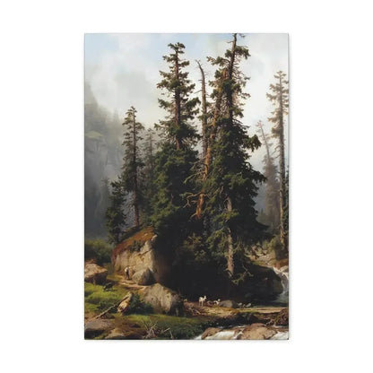 Johann Joseph Jansen (1829-1905) A shepherd and goats in a mountainous landscape 1873 - Canvas Wall Art 16″ x 24″ 1.25" - The Sticker Space