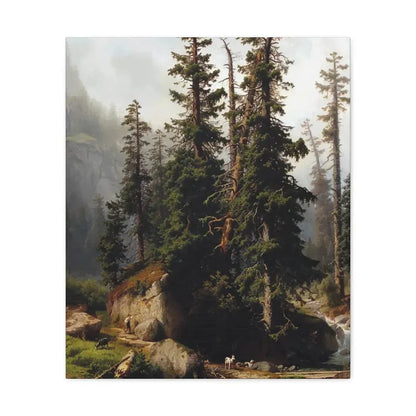 Johann Joseph Jansen (1829-1905) A shepherd and goats in a mountainous landscape 1873 - Canvas Wall Art 20″ x 24″ 1.25" - The Sticker Space