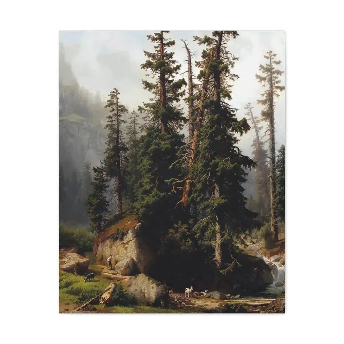 Johann Joseph Jansen (1829-1905) A shepherd and goats in a mountainous landscape 1873 - Canvas Wall Art 24″ x 30″ 1.25" - The Sticker Space