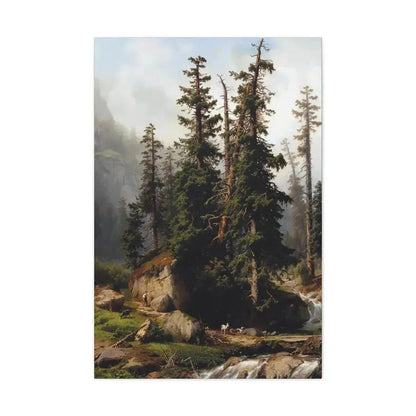 Johann Joseph Jansen (1829-1905) A shepherd and goats in a mountainous landscape 1873 - Canvas Wall Art 24″ x 36″ 1.25" - The Sticker Space