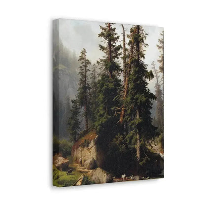 Johann Joseph Jansen (1829-1905) A shepherd and goats in a mountainous landscape 1873 - Canvas Wall Art - The Sticker Space