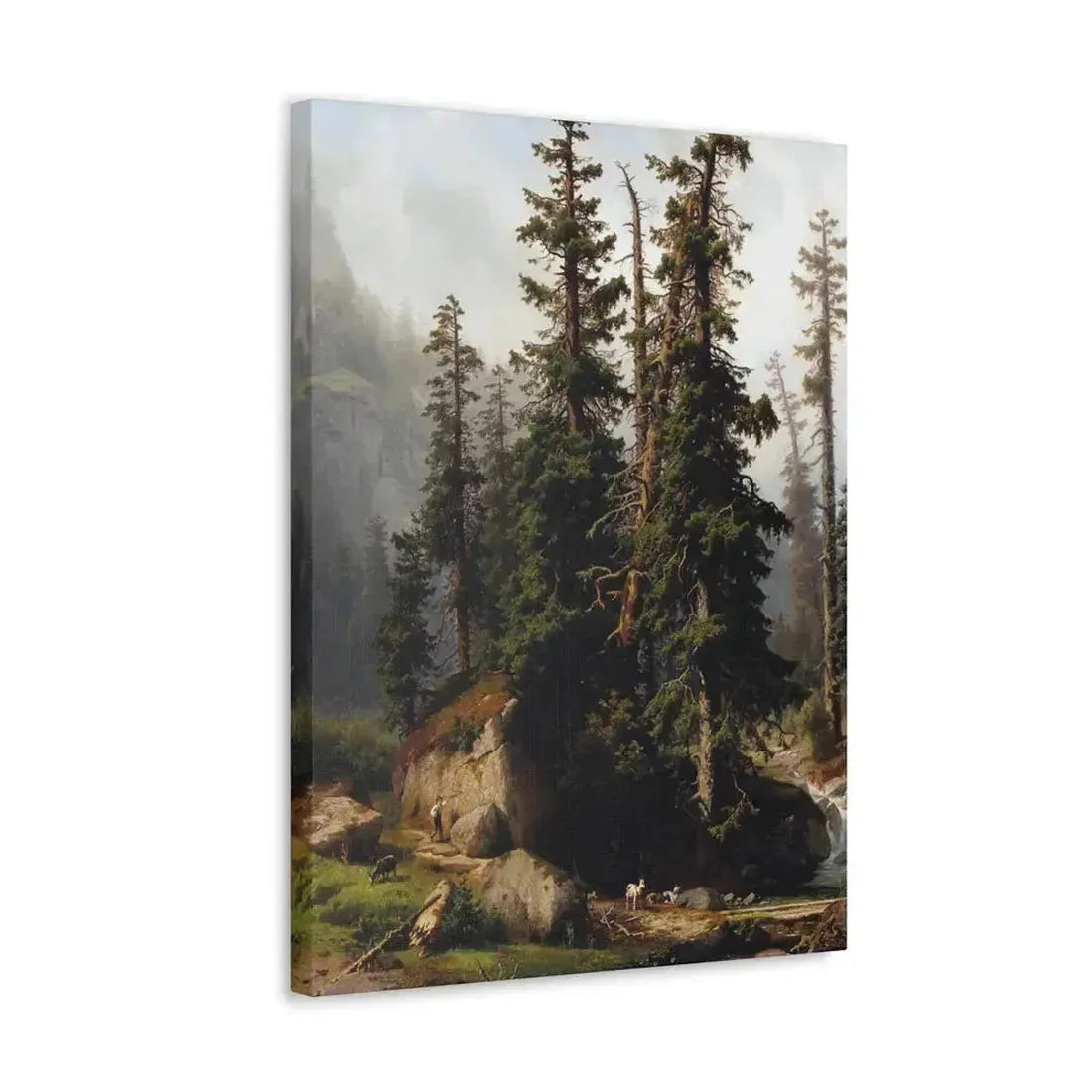 Johann Joseph Jansen (1829-1905) A shepherd and goats in a mountainous landscape 1873 - Canvas Wall Art - The Sticker Space