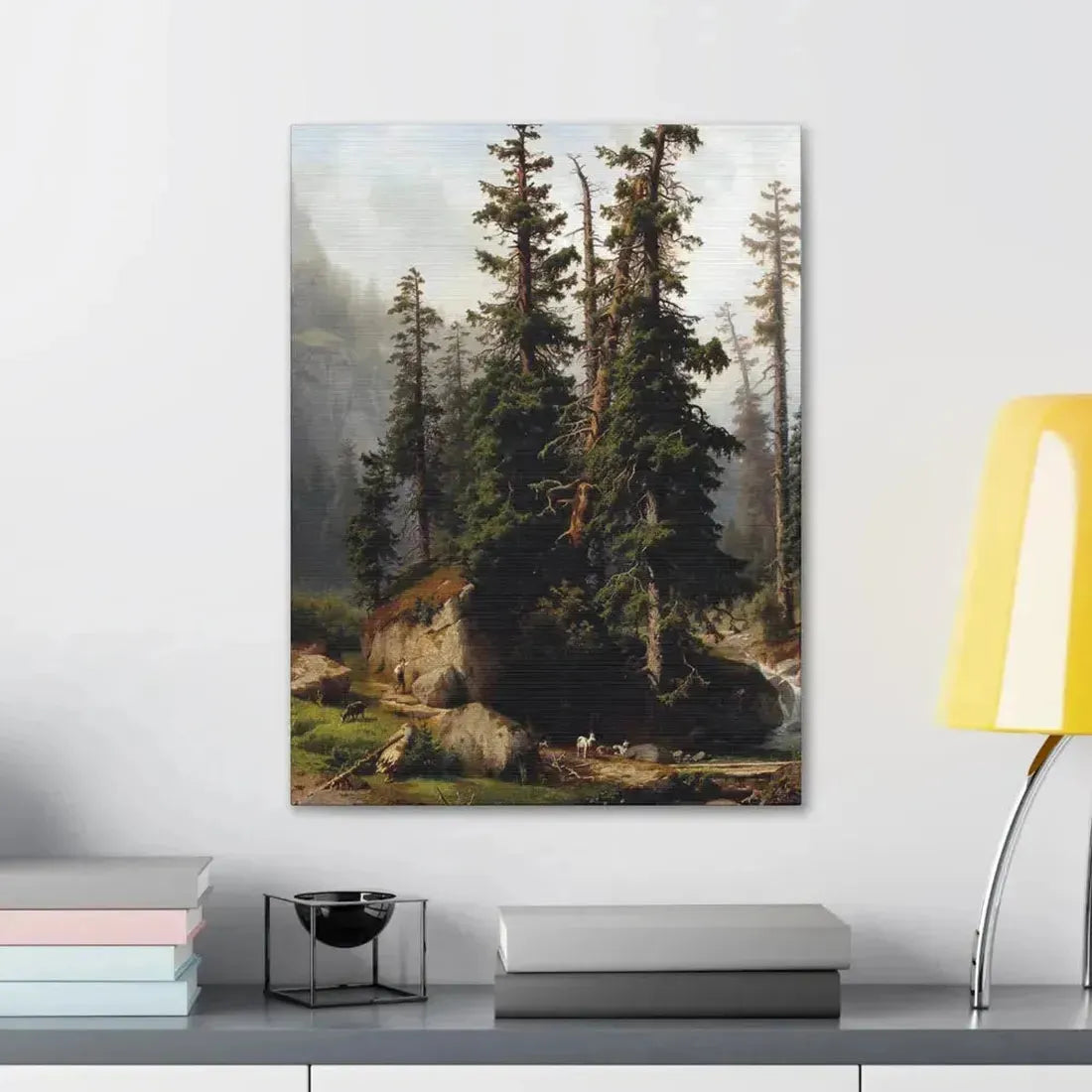 Johann Joseph Jansen (1829-1905) A shepherd and goats in a mountainous landscape 1873 - Canvas Wall Art - The Sticker Space