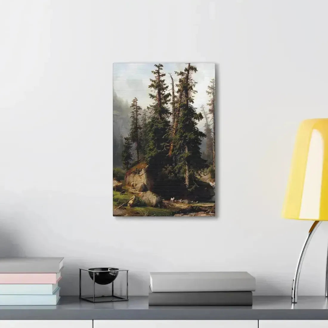 Johann Joseph Jansen (1829-1905) A shepherd and goats in a mountainous landscape 1873 - Canvas Wall Art - The Sticker Space