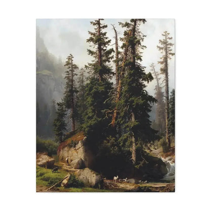 Johann Joseph Jansen (1829-1905) A shepherd and goats in a mountainous landscape 1873 - Canvas Wall Art - The Sticker Space