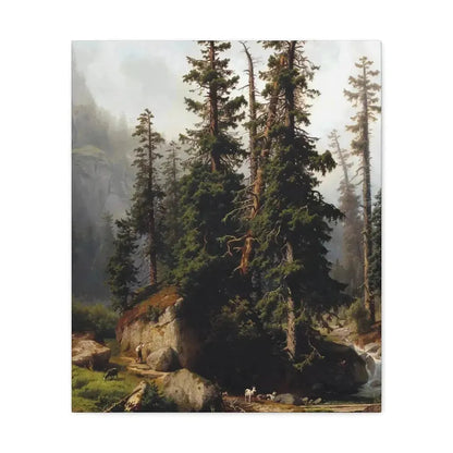 Johann Joseph Jansen (1829-1905) A shepherd and goats in a mountainous landscape 1873 - Canvas Wall Art - The Sticker Space