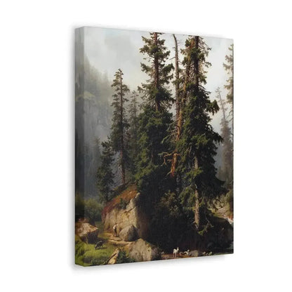 Johann Joseph Jansen (1829-1905) A shepherd and goats in a mountainous landscape 1873 - Canvas Wall Art - The Sticker Space