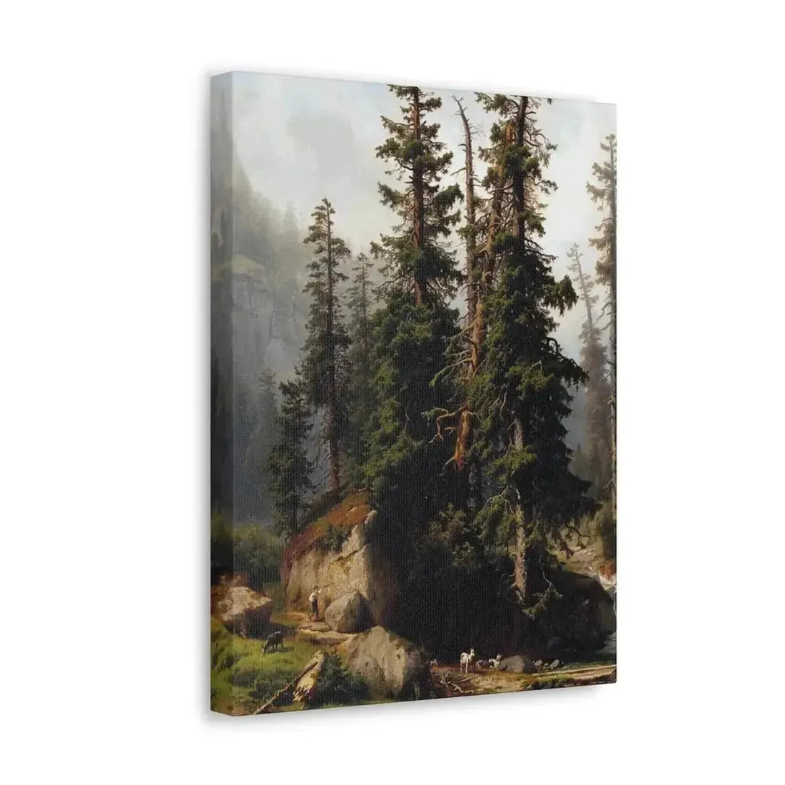 Johann Joseph Jansen (1829-1905) A shepherd and goats in a mountainous landscape 1873 - Canvas Wall Art - The Sticker Space