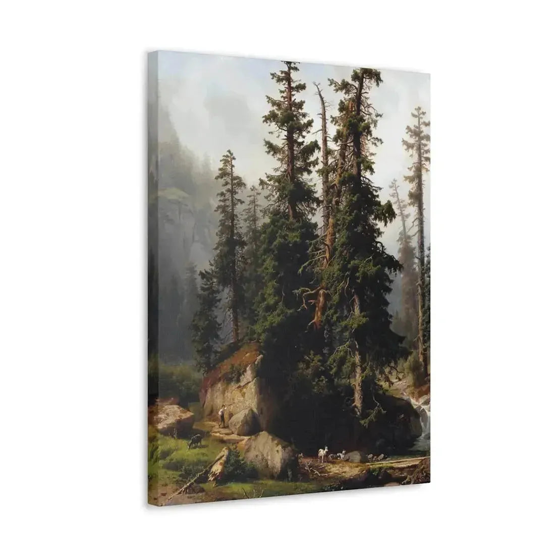 Johann Joseph Jansen (1829-1905) A shepherd and goats in a mountainous landscape 1873 - Canvas Wall Art - The Sticker Space