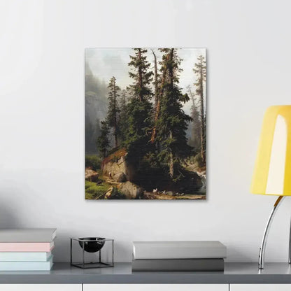 Johann Joseph Jansen (1829-1905) A shepherd and goats in a mountainous landscape 1873 - Canvas Wall Art - The Sticker Space