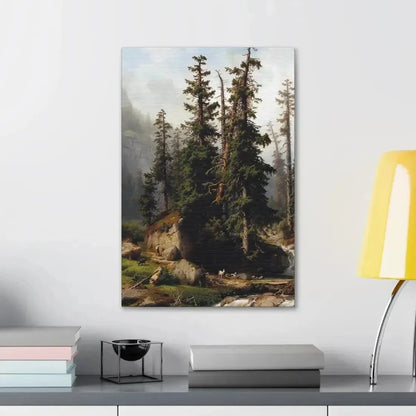 Johann Joseph Jansen (1829-1905) A shepherd and goats in a mountainous landscape 1873 - Canvas Wall Art - The Sticker Space