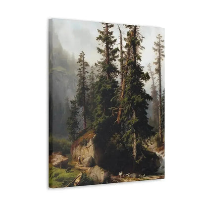 Johann Joseph Jansen (1829-1905) A shepherd and goats in a mountainous landscape 1873 - Canvas Wall Art - The Sticker Space