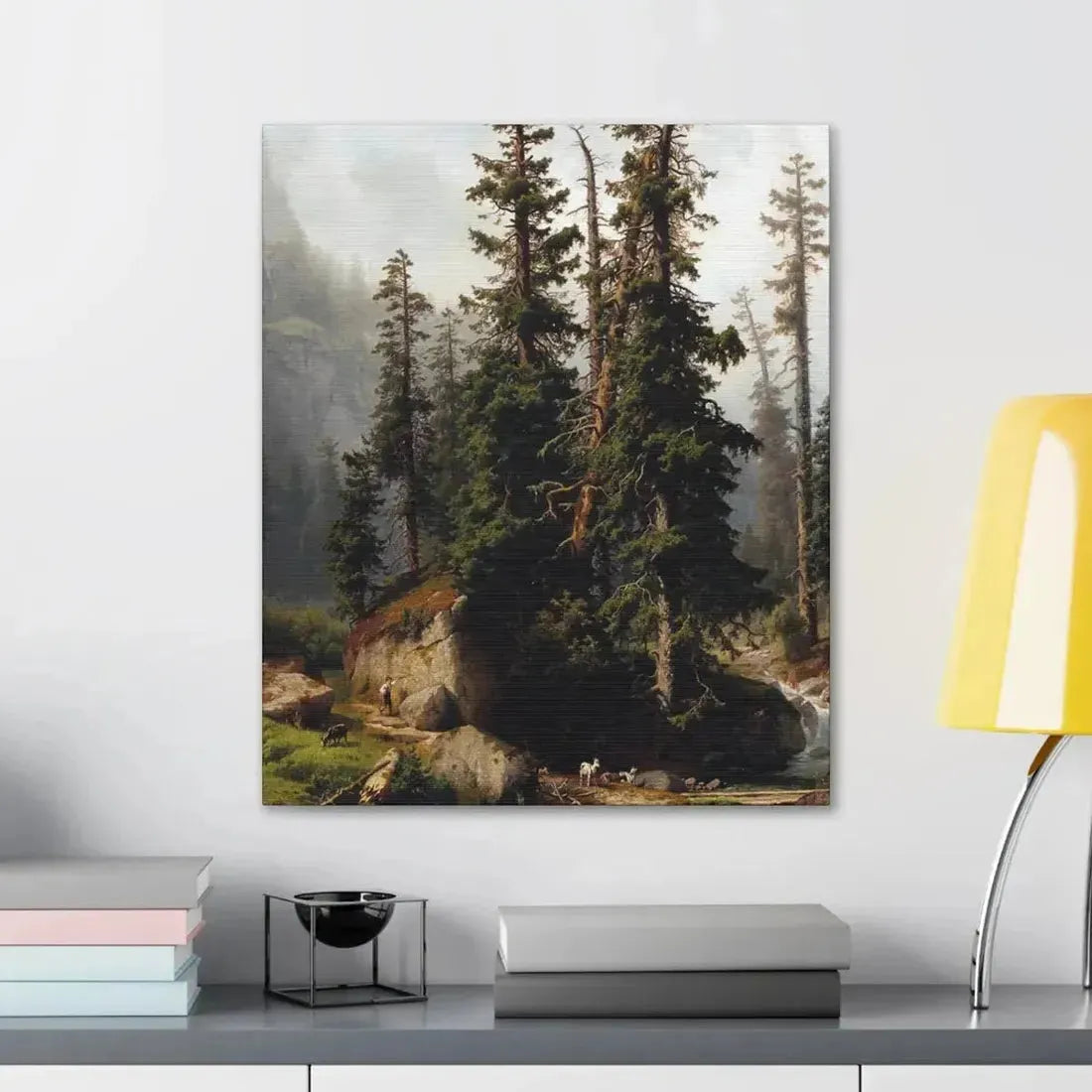 Johann Joseph Jansen (1829-1905) A shepherd and goats in a mountainous landscape 1873 - Canvas Wall Art - The Sticker Space