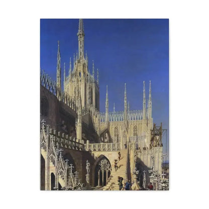 Johann Karl Schultz (1801-1873) Tower of the Milan Cathedral 1829 - Canvas Wall Art 18″ x 24″ 1.25" - The Sticker Space