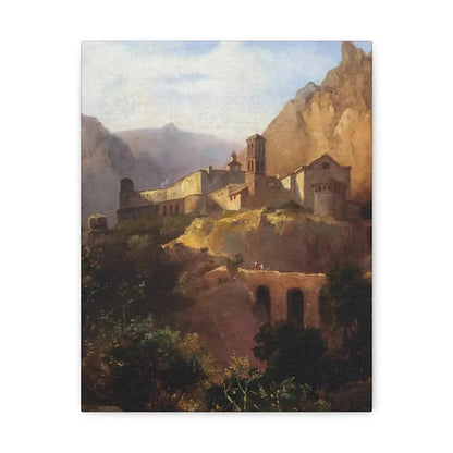 Johann Wilhelm Schirmer (1807-1863) Italian monastery on wood - Canvas Wall Art 11″ x 14″ 1.25" - The Sticker Space