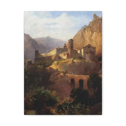 Johann Wilhelm Schirmer (1807-1863) Italian monastery on wood - Canvas Wall Art 12″ x 16″ 1.25" - The Sticker Space