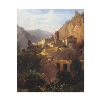 Johann Wilhelm Schirmer (1807-1863) Italian monastery on wood - Canvas Wall Art 16″ x 20″ 1.25" - The Sticker Space