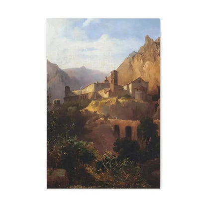Johann Wilhelm Schirmer (1807-1863) Italian monastery on wood - Canvas Wall Art 16″ x 24″ 1.25" - The Sticker Space