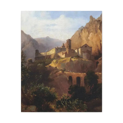 Johann Wilhelm Schirmer (1807-1863) Italian monastery on wood - Canvas Wall Art 24″ x 30″ 1.25" - The Sticker Space