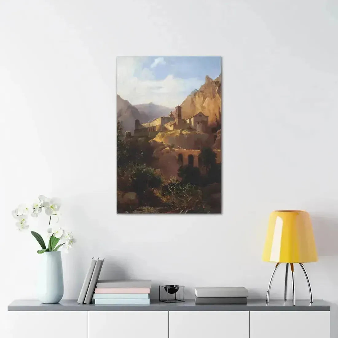 Johann Wilhelm Schirmer (1807-1863) Italian monastery on wood - Canvas Wall Art - The Sticker Space
