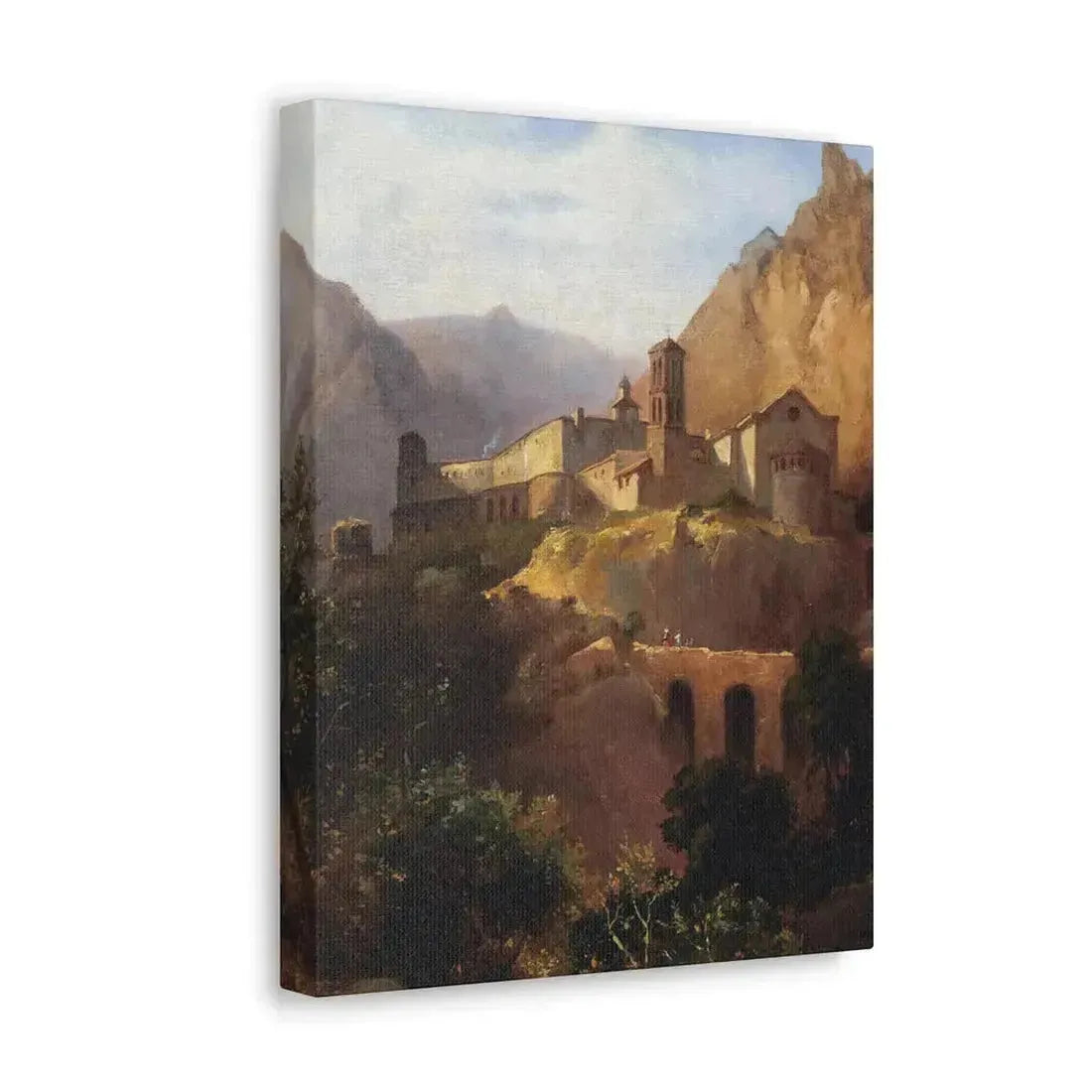 Johann Wilhelm Schirmer (1807-1863) Italian monastery on wood - Canvas Wall Art - The Sticker Space