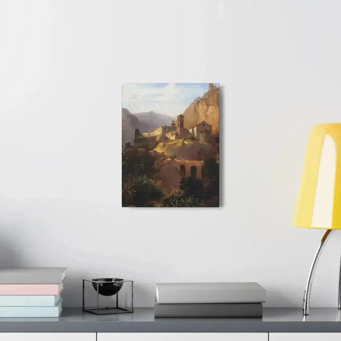 Johann Wilhelm Schirmer (1807-1863) Italian monastery on wood - Canvas Wall Art - The Sticker Space