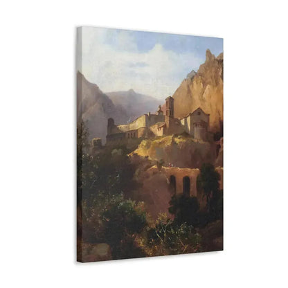 Johann Wilhelm Schirmer (1807-1863) Italian monastery on wood - Canvas Wall Art - The Sticker Space