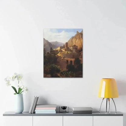 Johann Wilhelm Schirmer (1807-1863) Italian monastery on wood - Canvas Wall Art - The Sticker Space