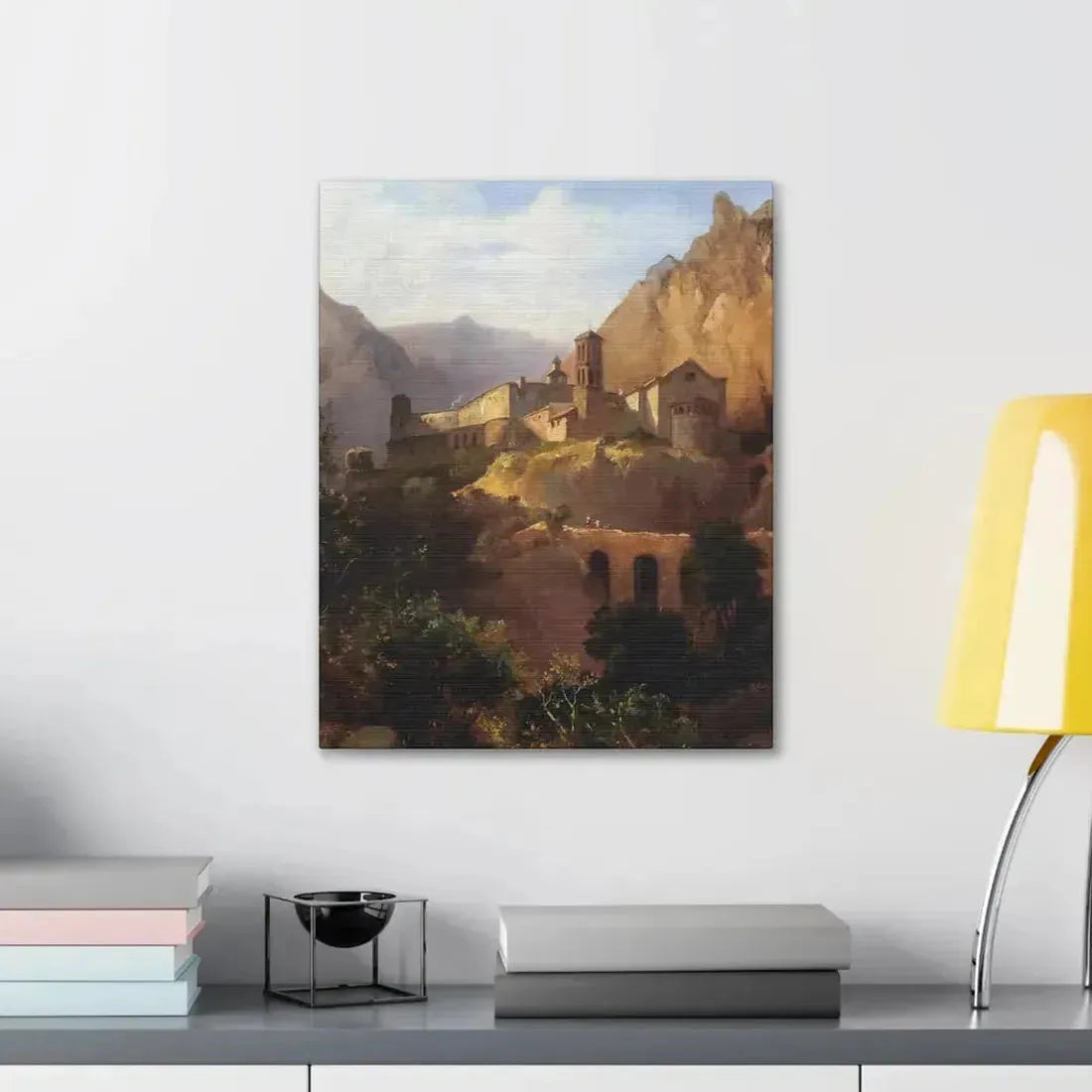 Johann Wilhelm Schirmer (1807-1863) Italian monastery on wood - Canvas Wall Art - The Sticker Space