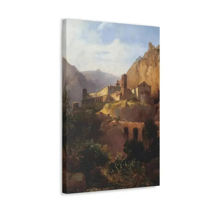 Johann Wilhelm Schirmer (1807-1863) Italian monastery on wood - Canvas Wall Art - The Sticker Space