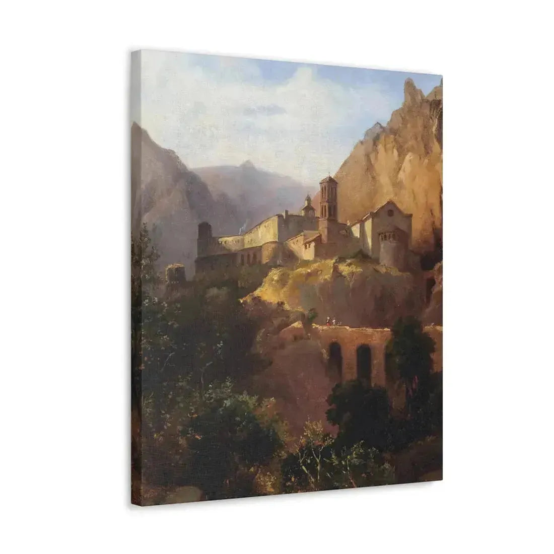 Johann Wilhelm Schirmer (1807-1863) Italian monastery on wood - Canvas Wall Art - The Sticker Space