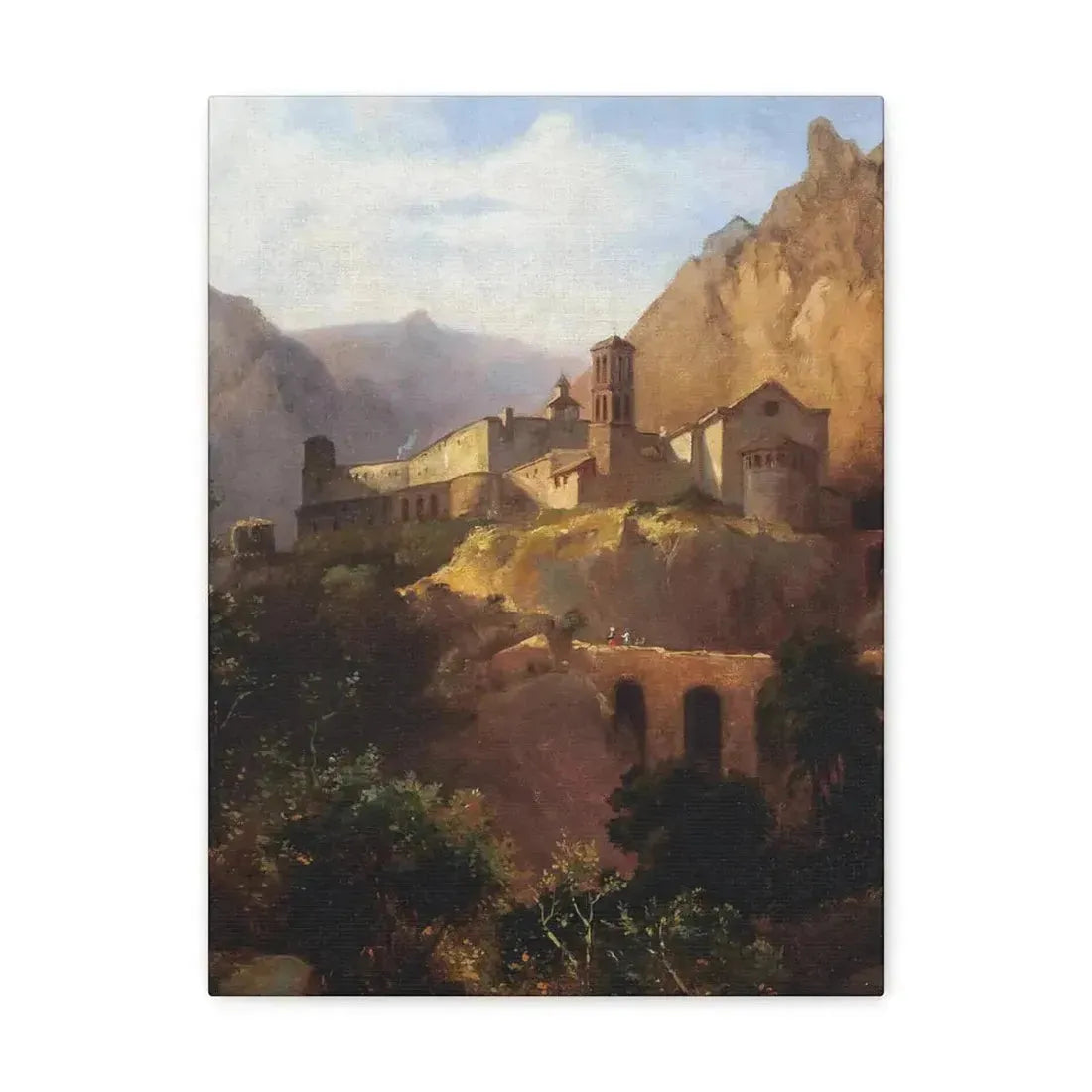 Johann Wilhelm Schirmer (1807-1863) Italian monastery on wood - Canvas Wall Art - The Sticker Space