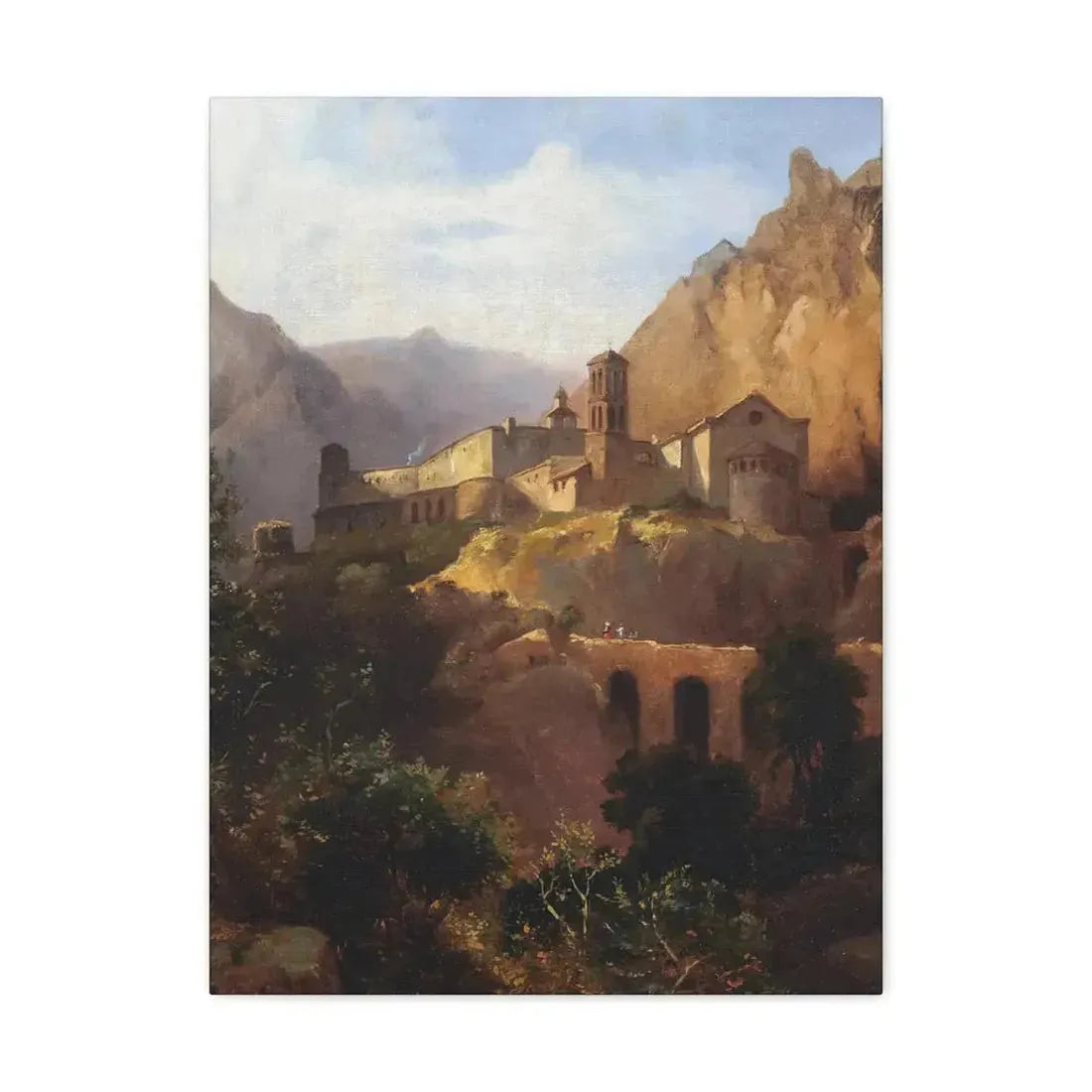 Johann Wilhelm Schirmer (1807-1863) Italian monastery on wood - Canvas Wall Art - The Sticker Space
