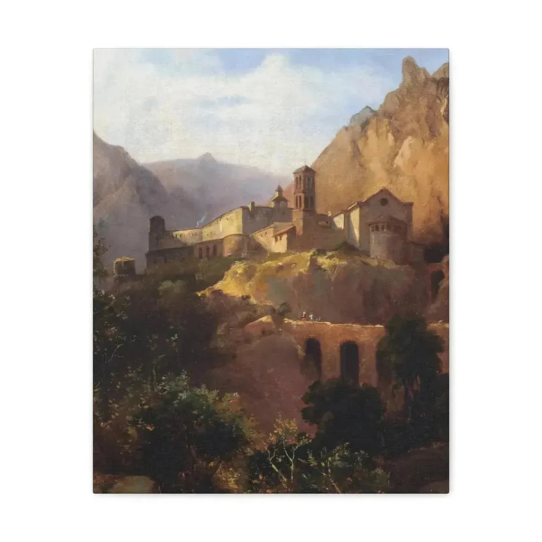 Johann Wilhelm Schirmer (1807-1863) Italian monastery on wood - Canvas Wall Art - The Sticker Space
