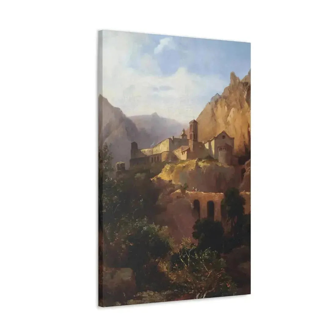 Johann Wilhelm Schirmer (1807-1863) Italian monastery on wood - Canvas Wall Art - The Sticker Space