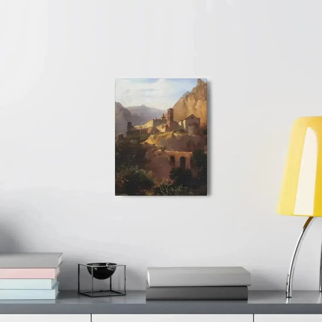 Johann Wilhelm Schirmer (1807-1863) Italian monastery on wood - Canvas Wall Art - The Sticker Space