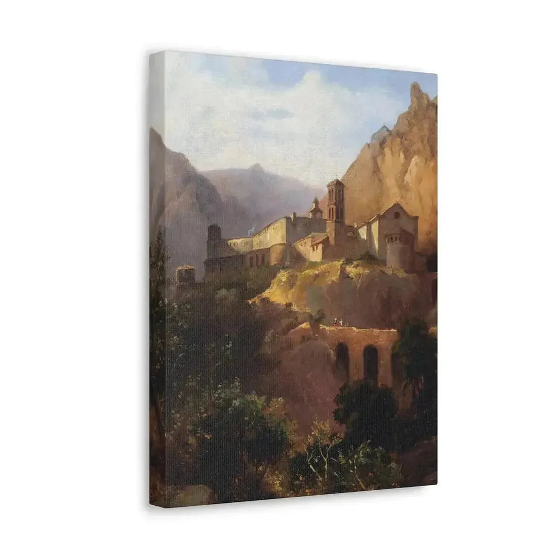 Johann Wilhelm Schirmer (1807-1863) Italian monastery on wood - Canvas Wall Art - The Sticker Space