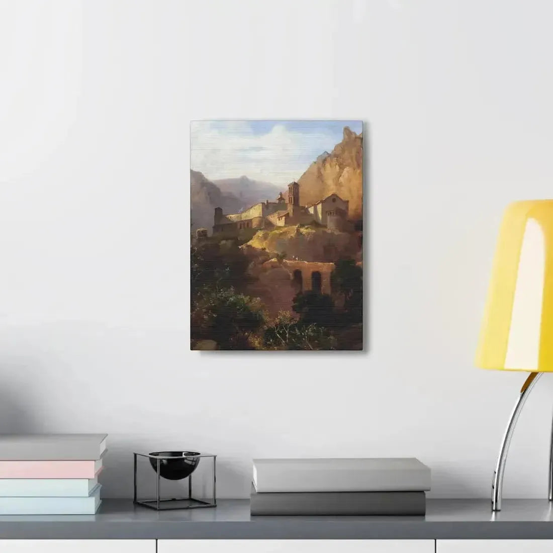 Johann Wilhelm Schirmer (1807-1863) Italian monastery on wood - Canvas Wall Art - The Sticker Space