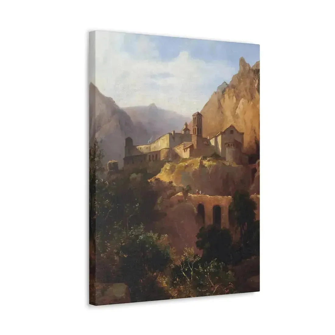 Johann Wilhelm Schirmer (1807-1863) Italian monastery on wood - Canvas Wall Art - The Sticker Space