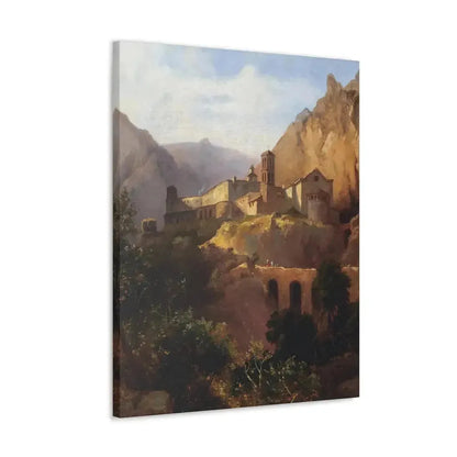 Johann Wilhelm Schirmer (1807-1863) Italian monastery on wood - Canvas Wall Art - The Sticker Space