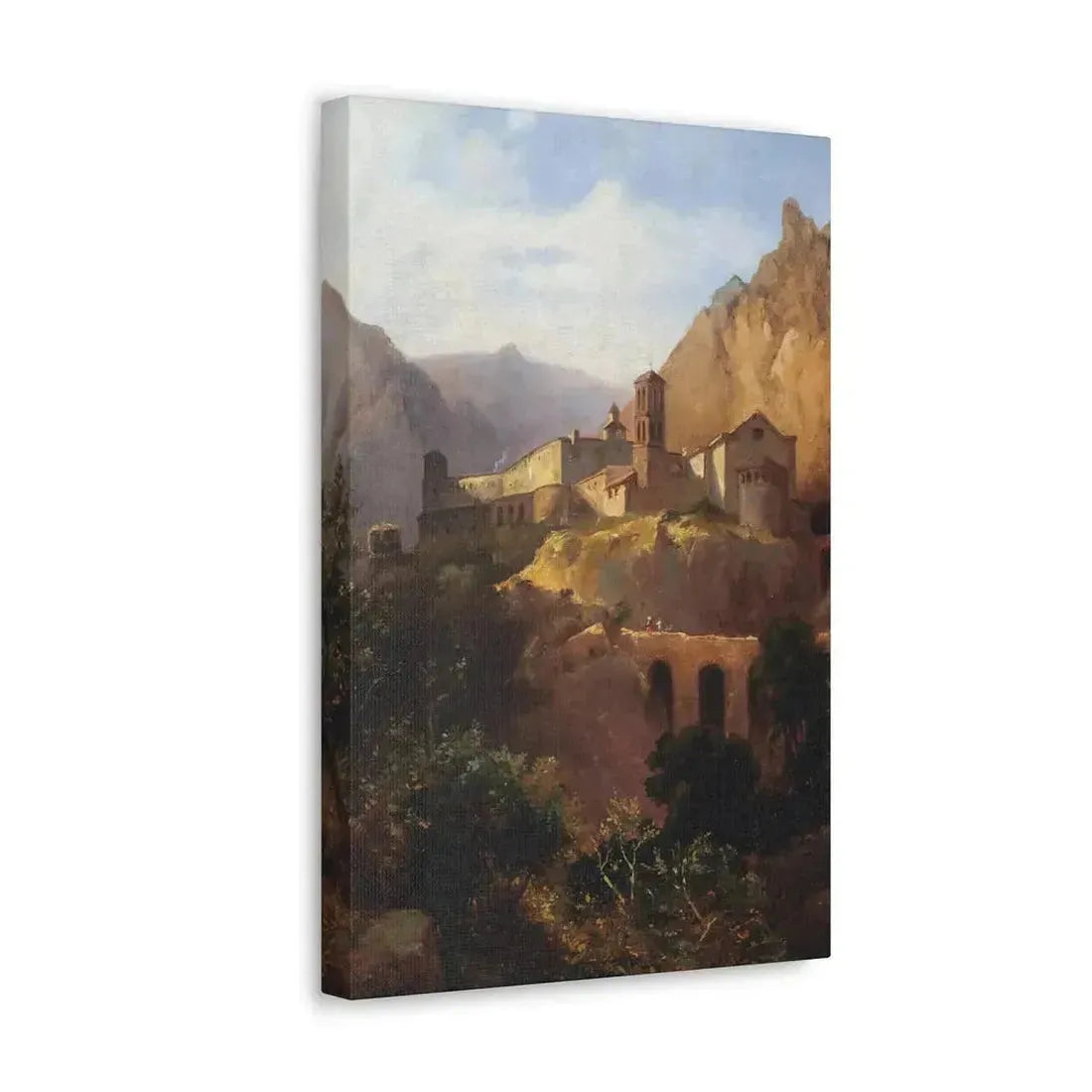Johann Wilhelm Schirmer (1807-1863) Italian monastery on wood - Canvas Wall Art - The Sticker Space