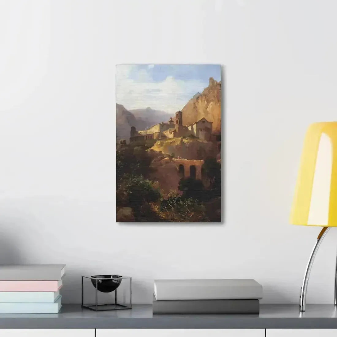 Johann Wilhelm Schirmer (1807-1863) Italian monastery on wood - Canvas Wall Art - The Sticker Space